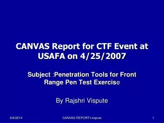 CANVAS Report for CTF Event at USAFA on 4/25/2007