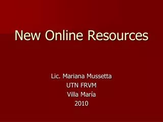 New Online Resources