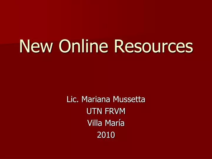 new online resources