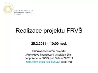 realizace projektu frv