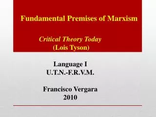 Fundamental Premises of Marxism