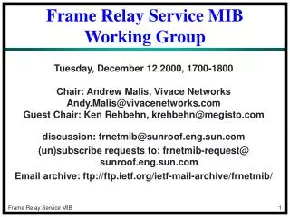 Frame Relay Service MIB Working Group