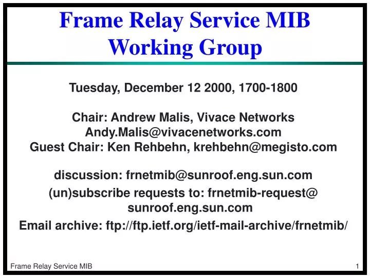 frame relay service mib working group