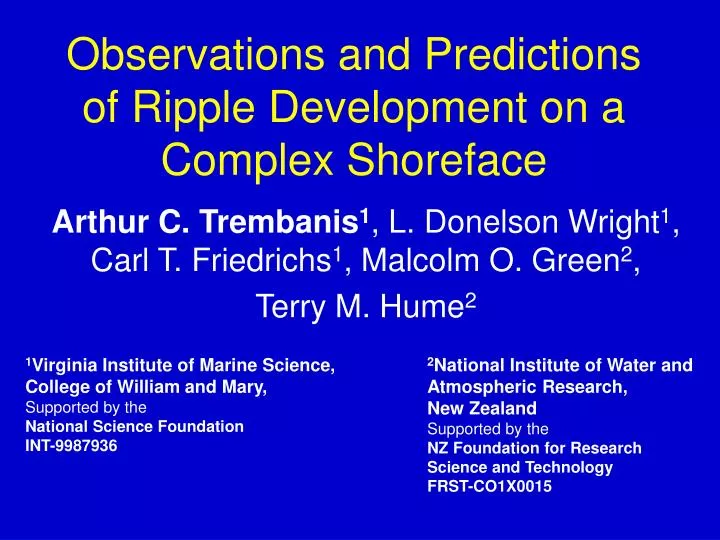 observations and predictions of ripple development on a complex shoreface