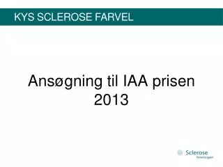 Ansøgning til IAA prisen 2013