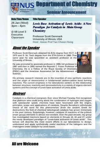 Department of Chemistry Seminar Announcement