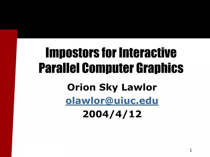 impostors for interactive parallel computer graphics