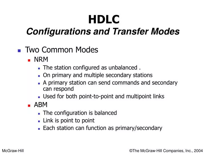 hdlc configurations and transfer modes