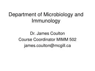 Department of Microbiology and Immunology