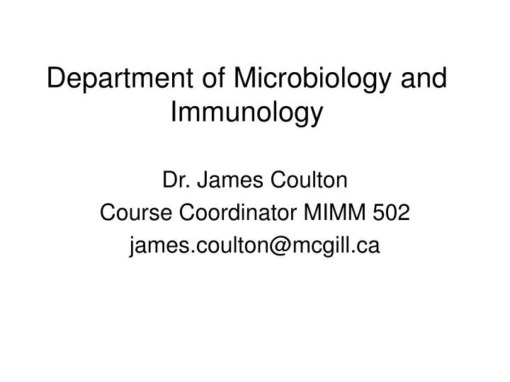 department of microbiology and immunology
