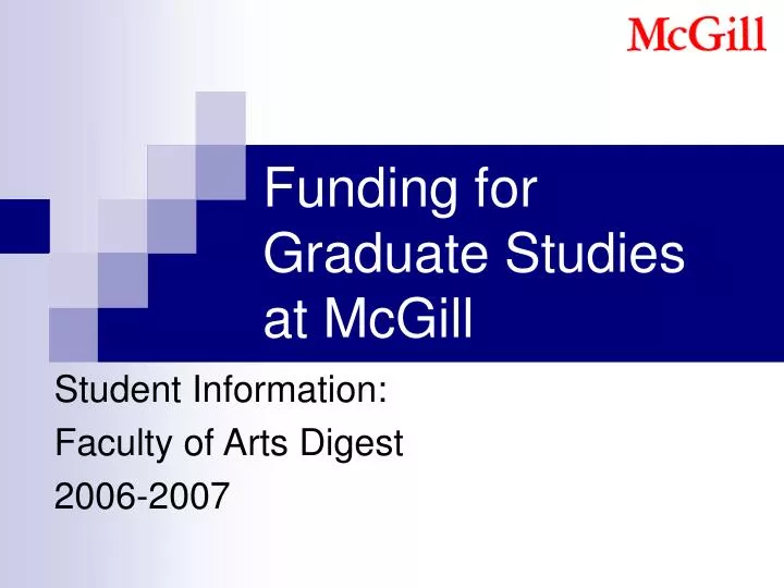 funding for graduate studies at mcgill