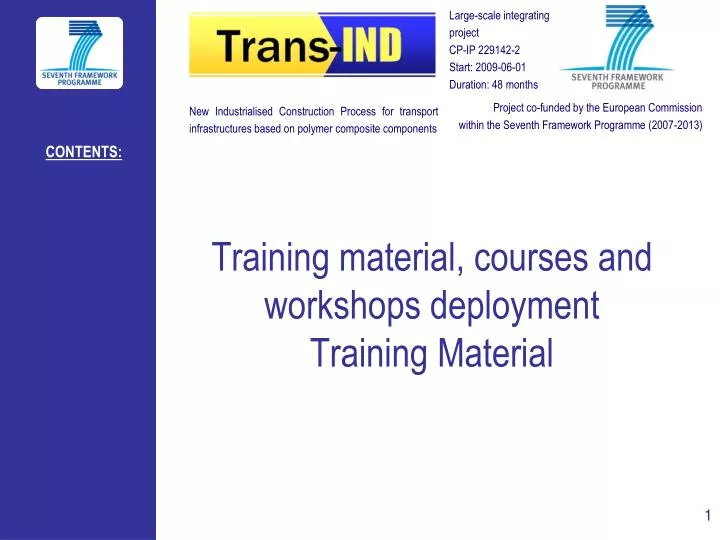 training material courses and workshops deployment training material