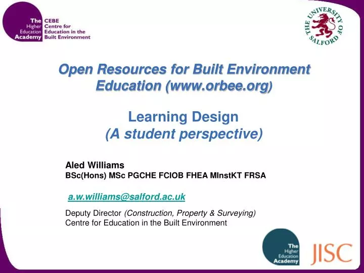 open resources for built environment education www orbee org learning design a student perspective
