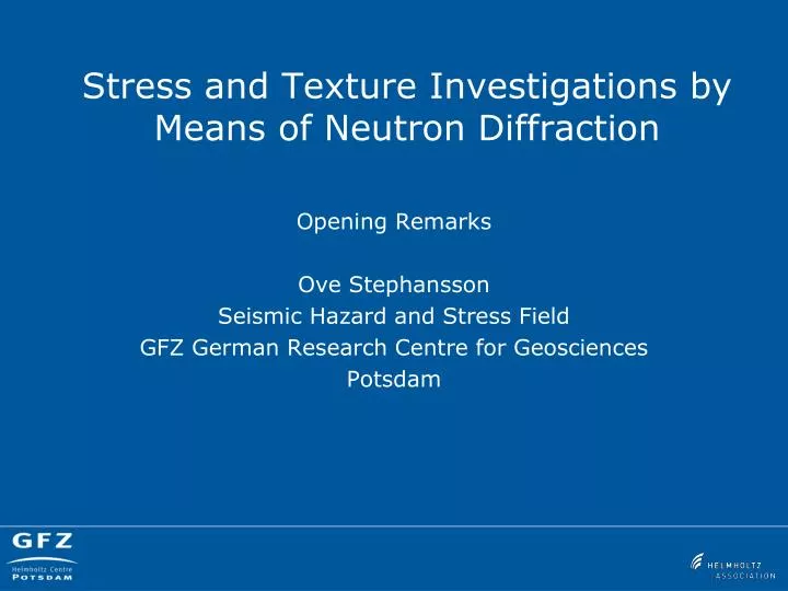 stress and texture investigations by means of neutron diffraction