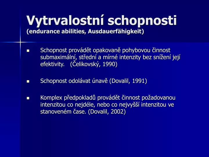 vytrvalostn schopnosti endurance abilities ausdauerf higkeit