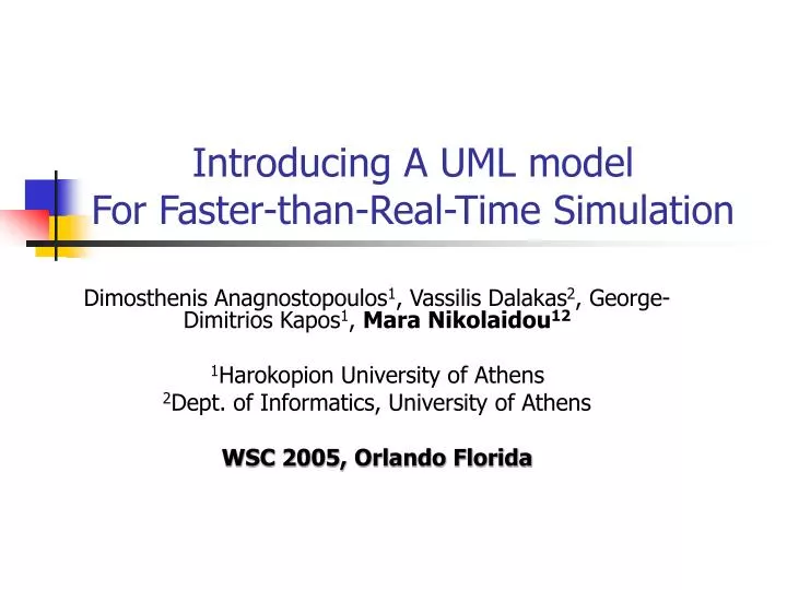 introducing uml model for faster than real time simulation