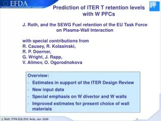 Prediction of ITER T retention levels with W PFCs
