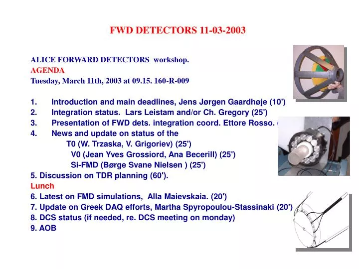 fwd detectors 11 03 2003