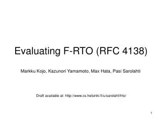 Evaluating F-RTO (RFC 4138)