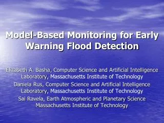 Model-Based Monitoring for Early Warning Flood Detection