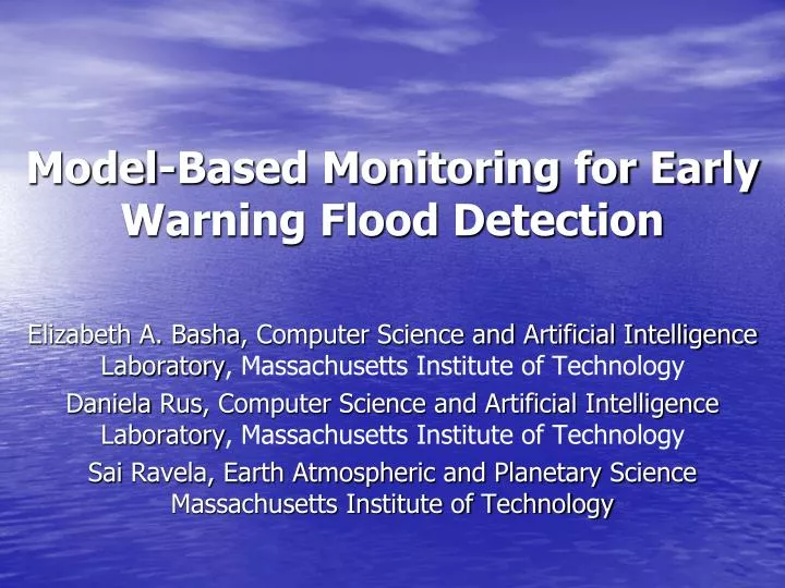 model based monitoring for early warning flood detection