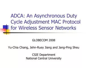 ADCA: An Asynchronous Duty Cycle Adjustment MAC Protocol for Wireless Sensor Networks