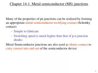Chapter 14-1. Metal-semiconductor (MS) junctions