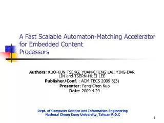 A Fast Scalable Automaton-Matching Accelerator for Embedded Content Processors