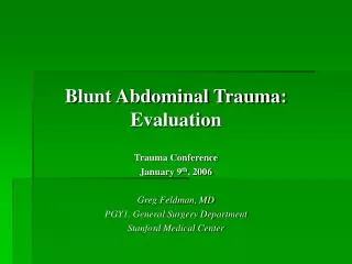 Blunt Abdominal Trauma: Evaluation