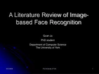 A Literature Review of Image-based Face Recognition