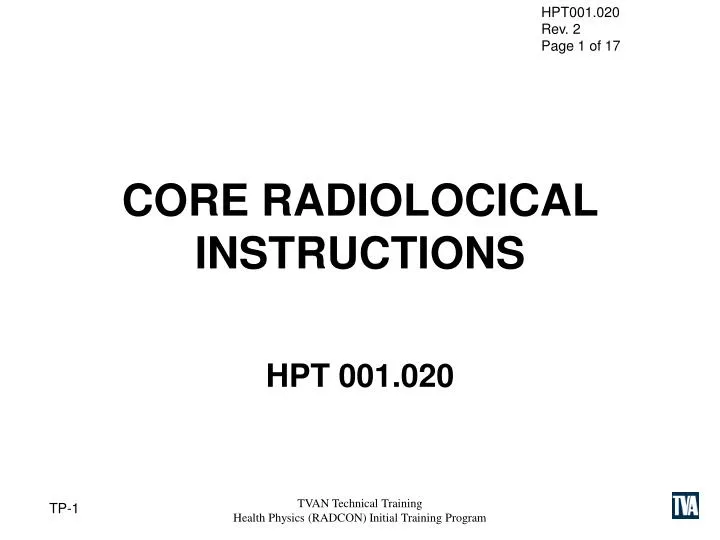 core radiolocical instructions