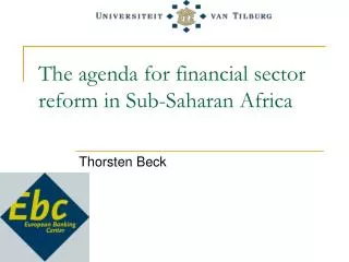 The agenda for financial sector reform in Sub-Saharan Africa