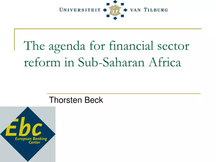 the agenda for financial sector reform in sub saharan africa