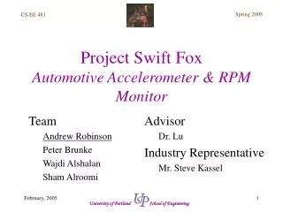 Project Swift Fox Automotive Accelerometer &amp; RPM Monitor
