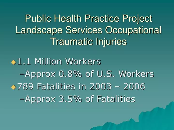 public health practice project landscape services occupational traumatic injuries
