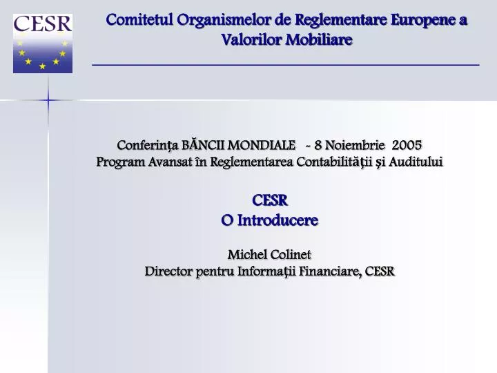 comitetul organismelor de reglementare europene a valorilor mobiliare