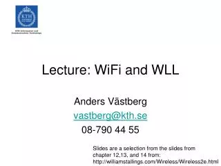 Lecture: WiFi and WLL