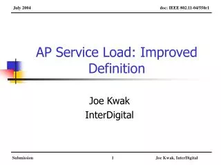 AP Service Load: Improved Definition