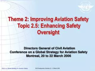Theme 2: Improving Aviation Safety Topic 2.5: Enhancing Safety Oversight