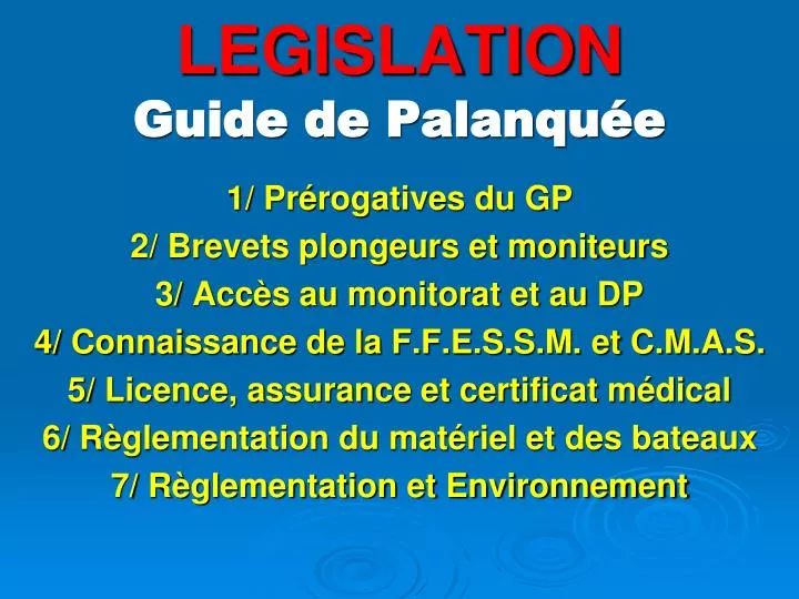 legislation guide de palanqu e