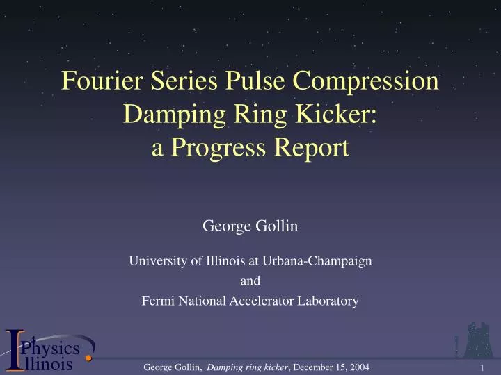 fourier series pulse compression damping ring kicker a progress report