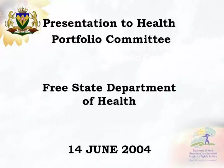 presentation to the health portfolio committee