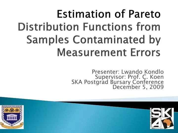 estimation of pareto distribution functions from samples contaminated by measurement errors