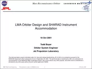 LMA Orbiter Design and SHARAD Instrument Accommodation
