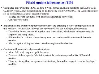 FSAM update following last TIM