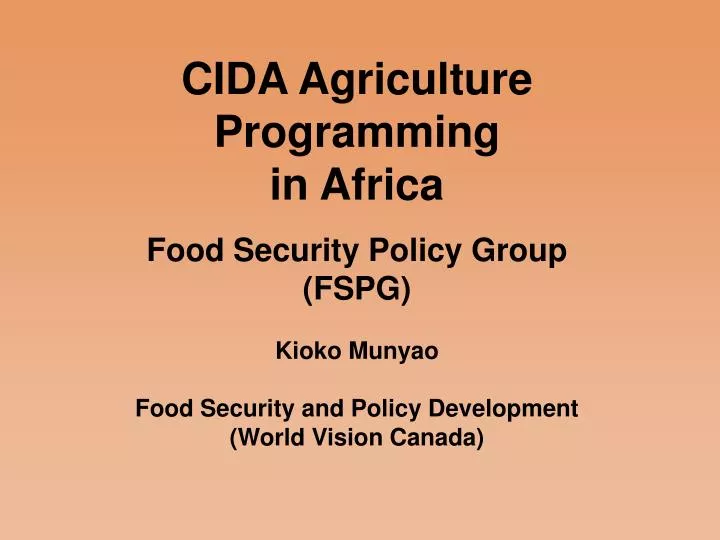 cida agriculture programming in africa