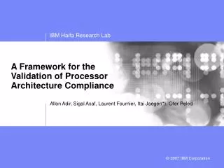 A Framework for the Validation of Processor Architecture Compliance