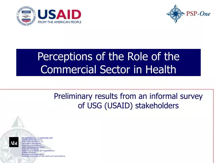 perceptions of the role of the commercial sector in health