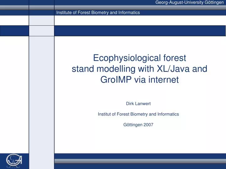 ecophysiological forest stand modelling with xl java and groimp via internet