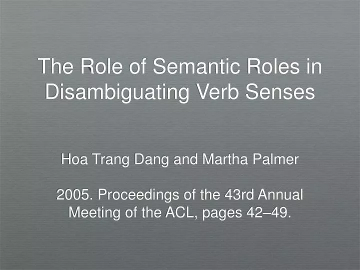 the role of semantic roles in disambiguating verb senses